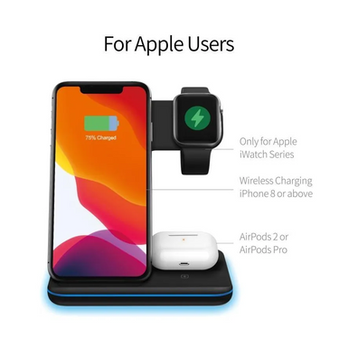 Ninja 15W 3 in 1 Fast Wireless Charging Station for Mobile Phones - TechShopi
